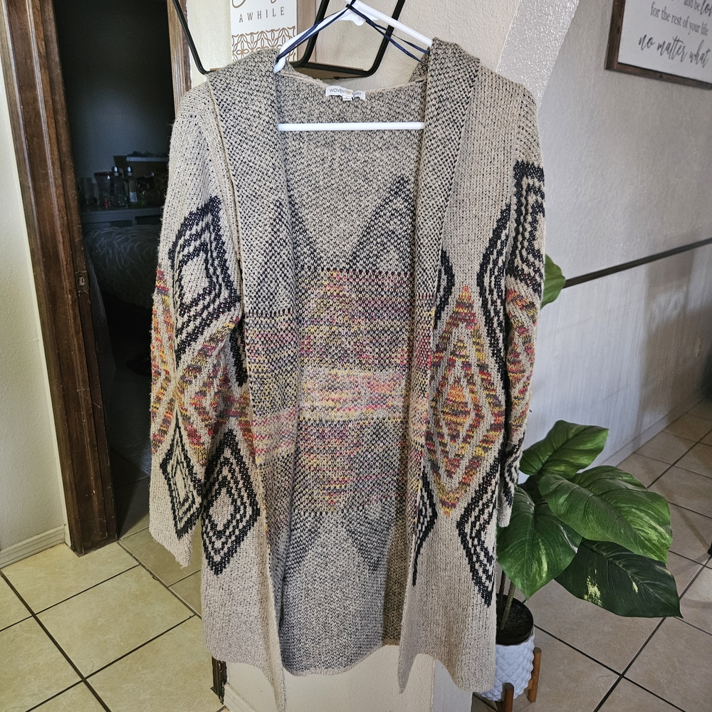 Woven Heart Tan and Black Knit Sweater